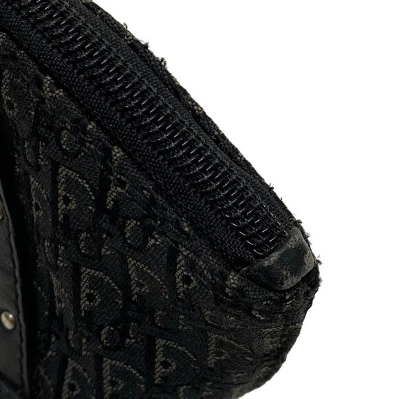 Auth DIOR/ChristianDior Trotteur - Black Gray Jacquard Leather Handbag - Picture 11 of 16